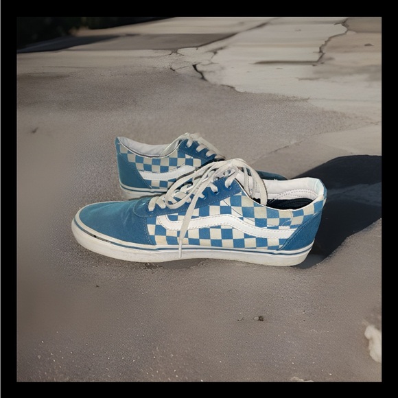 Vans Old Skool Ward Blue Checkerboard Sneakers 9.5 - Picture 2 of 8